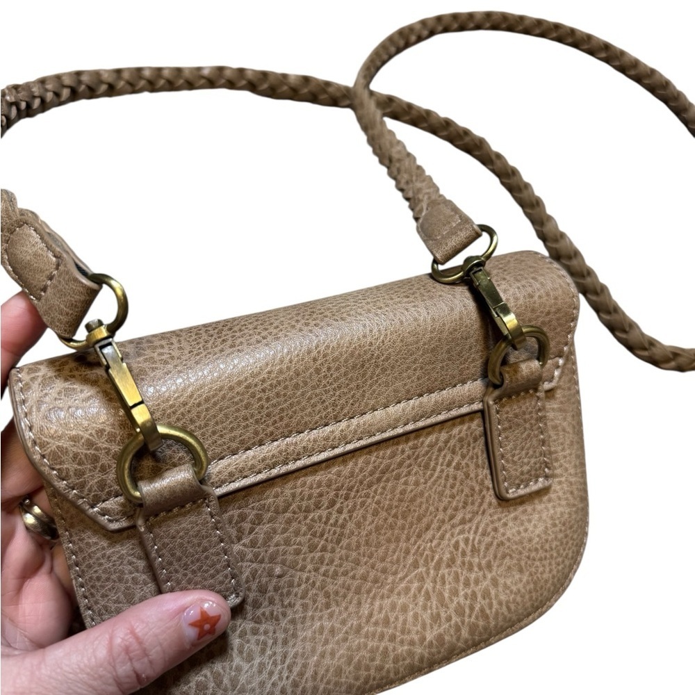 Anthropologie Mini Tan Crossbody Purse Braided Strap Small Shoulder Bag - Picture 9 of 14